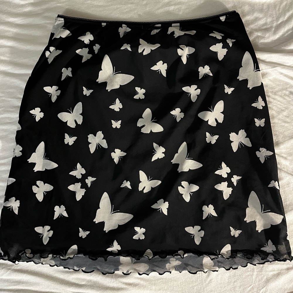 Black and white butterfly patterned skirt